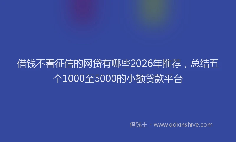 借钱不看征信的网贷有哪些2026年推荐，总结五个1000至5000的小额贷款平台