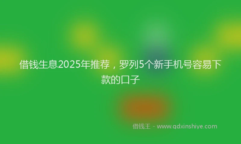 借钱生息2025年推荐，罗列5个新手机号容易下款的口子