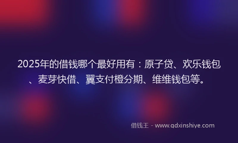 2025年的借钱哪个最好用有：原子贷、欢乐钱包、麦芽快借、翼支付橙分期、维维钱包等。