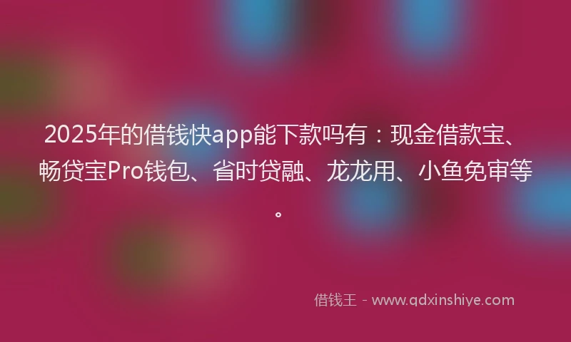 2025年的借钱快app能下款吗有：现金借款宝、畅贷宝Pro钱包、省时贷融、龙龙用、小鱼免审等。
