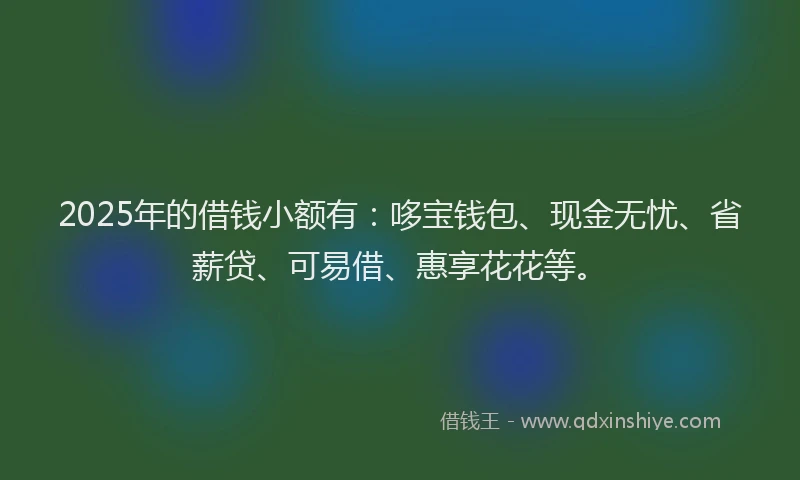 2025年的借钱小额有:哆宝钱包、现金无忧、省薪贷、可易借、惠享花花等。