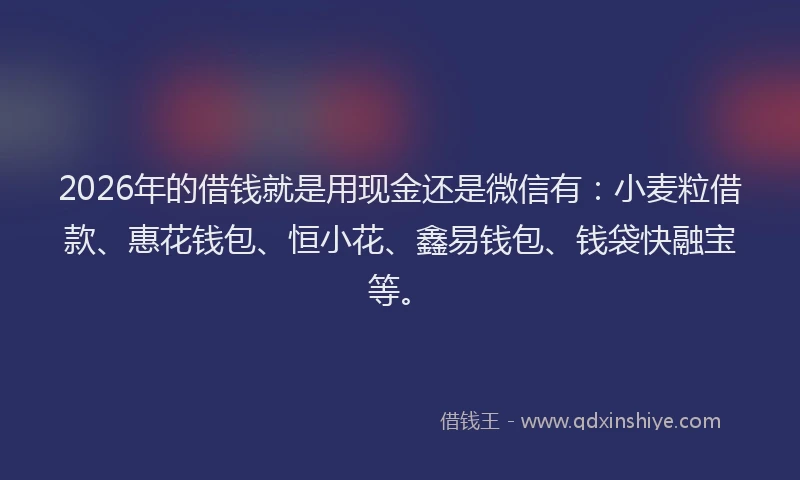 2026年的借钱就是用现金还是微信有：小麦粒借款、惠花钱包、恒小花、鑫易钱包、钱袋快融宝等。
