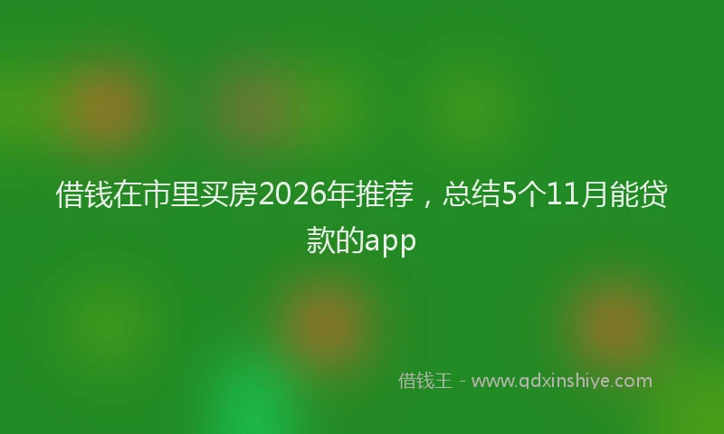 借钱在市里买房2026年推荐，总结5个11月能贷款的app