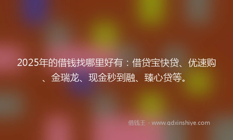 2025年的借钱找哪里好有：借贷宝快贷、优速购、金瑞龙、现金秒到融、臻心贷等。