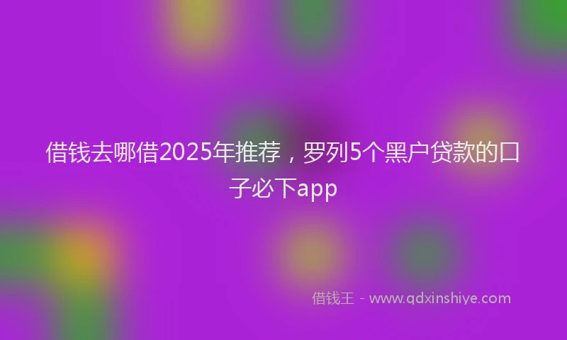 借钱去哪借2025年推荐,罗列5个黑户贷款的口子必下app