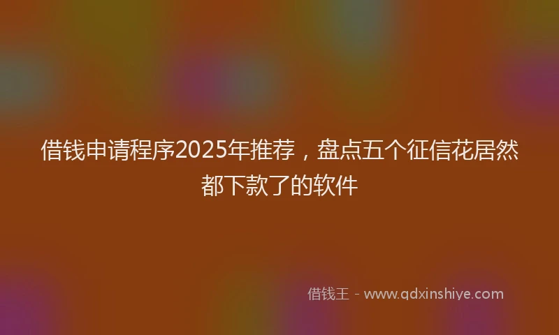 借钱申请程序2025年推荐，盘点五个征信花居然都下款了的软件