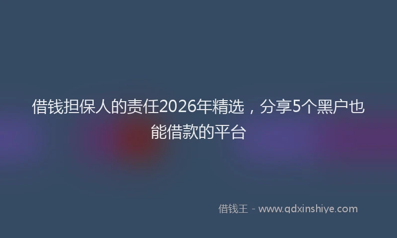 借钱担保人的责任2026年精选，分享5个黑户也能借款的平台
