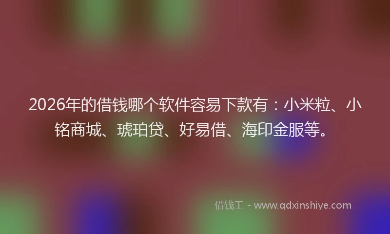 2026年的借钱哪个软件容易下款有:小米粒、小铭商城、琥珀贷、好易借、海印金服等。