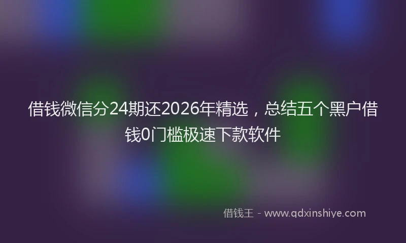 借钱微信分24期还2026年精选，总结五个黑户借钱0门槛极速下款软件