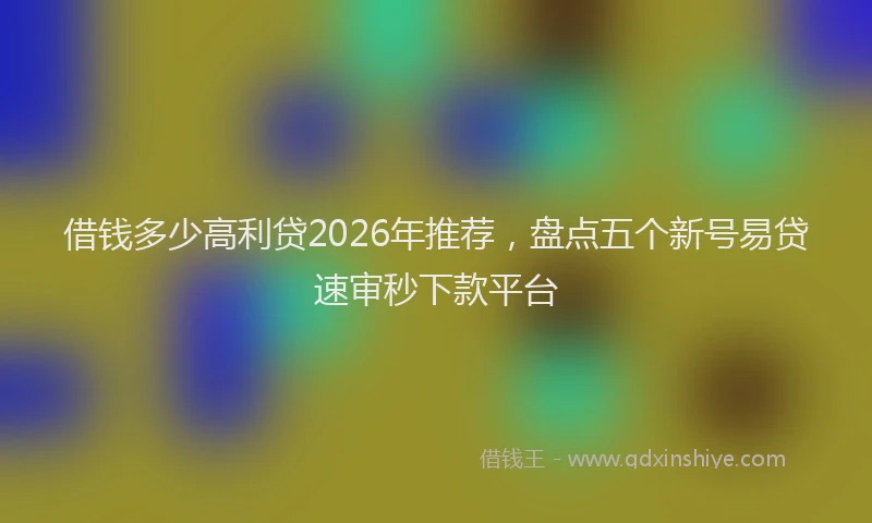 借钱多少高利贷2026年推荐，盘点五个新号易贷速审秒下款平台