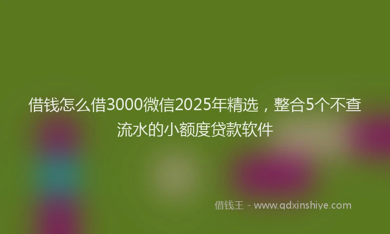 借钱怎么借3000微信2025年精选，整合5个不查流水的小额度贷款软件