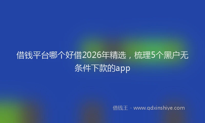 借钱平台哪个好借2026年精选，梳理5个黑户无条件下款的app