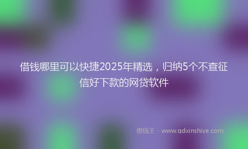 借钱哪里可以快捷2025年精选，归纳5个不查征信好下款的网贷软件