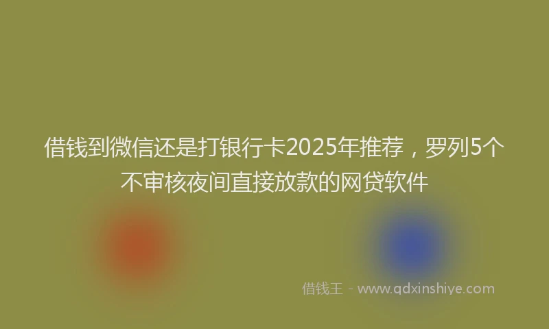 借钱到微信还是打银行卡2025年推荐，罗列5个不审核夜间直接放款的网贷软件