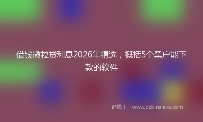 借钱微粒贷利息2026年精选，概括5个黑户能下款的软件