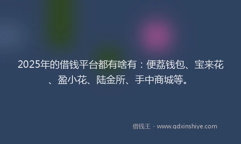 2025年的借钱平台都有啥有:便荔钱包、宝来花、盈小花、陆金所、手中商城等。