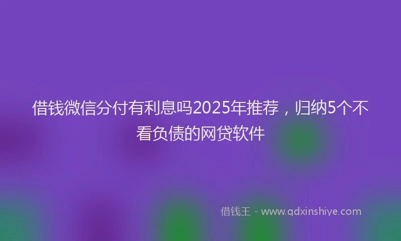 借钱微信分付有利息吗2025年推荐，归纳5个不看负债的网贷软件
