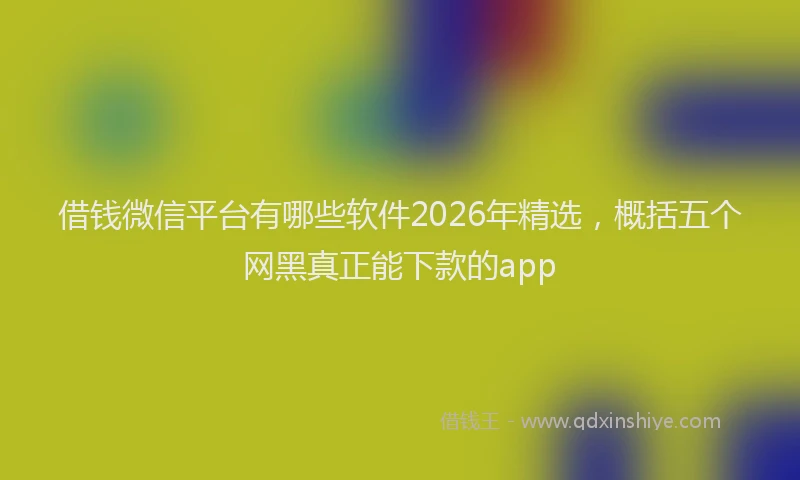 借钱微信平台有哪些软件2026年精选，概括五个网黑真正能下款的app