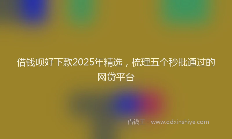 借钱呗好下款2025年精选,梳理五个秒批通过的网贷平台