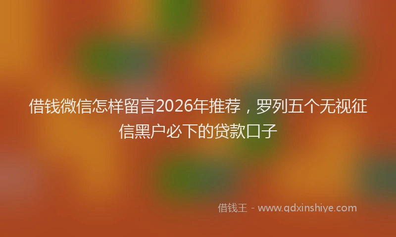 借钱微信怎样留言2026年推荐，罗列五个无视征信黑户必下的贷款口子