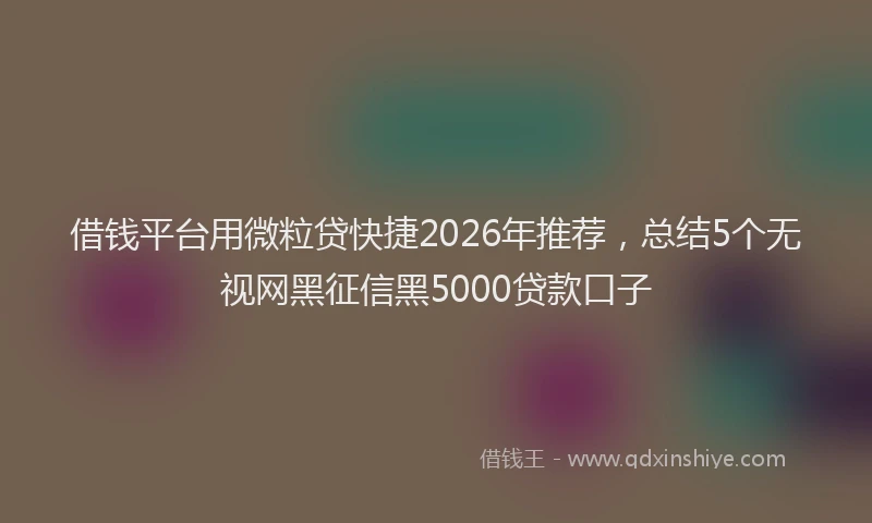 借钱平台用微粒贷快捷2026年推荐，总结5个无视网黑征信黑5000贷款口子