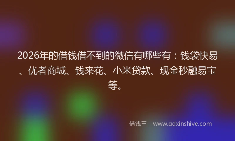 2026年的借钱借不到的微信有哪些有：钱袋快易、优者商城、钱来花、小米贷款、现金秒融易宝等。