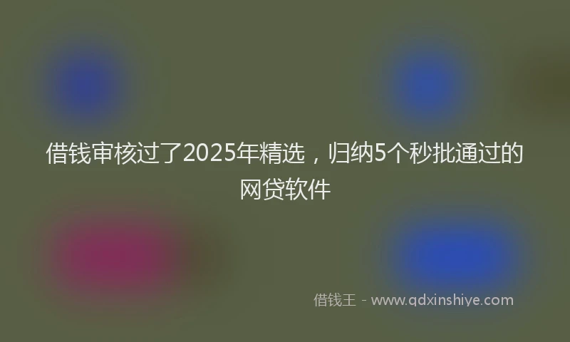 借钱审核过了2025年精选,归纳5个秒批通过的网贷软件