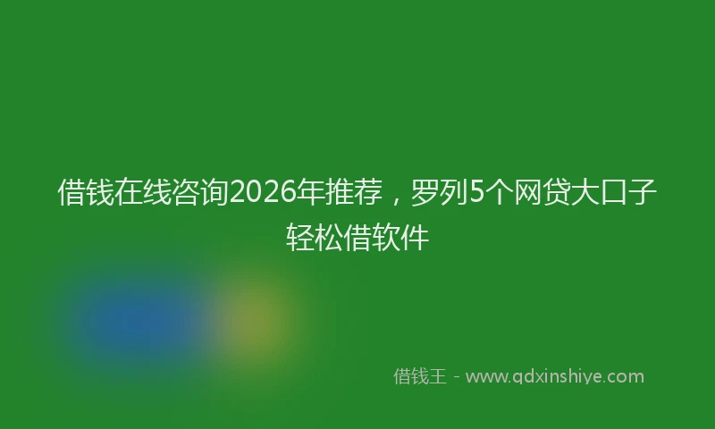 借钱在线咨询2026年推荐，罗列5个网贷大口子轻松借软件