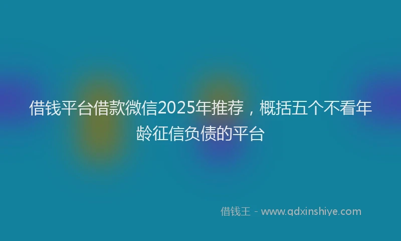 借钱平台借款微信2025年推荐，概括五个不看年龄征信负债的平台