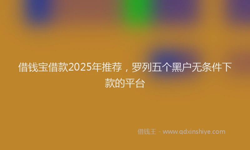 借钱宝借款2025年推荐，罗列五个黑户无条件下款的平台