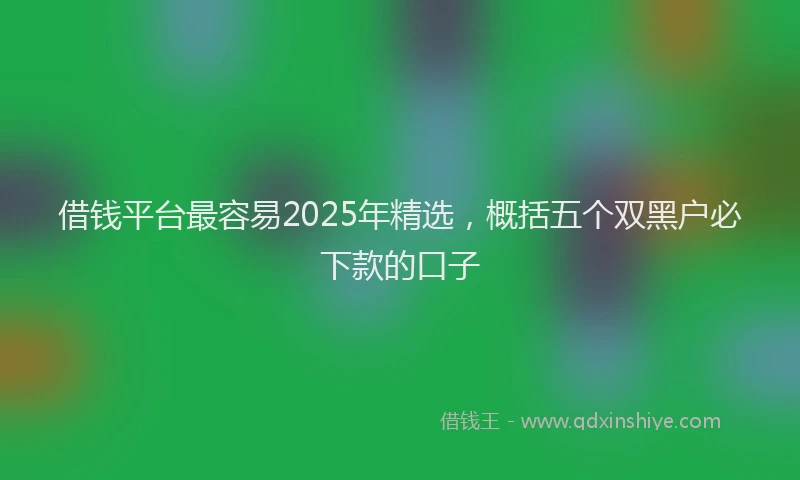 借钱平台最容易2025年精选，概括五个双黑户必下款的口子