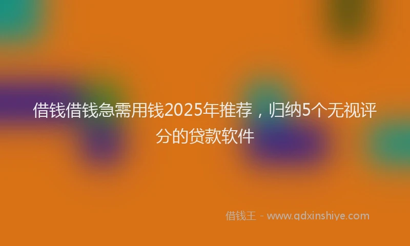 借钱借钱急需用钱2025年推荐，归纳5个无视评分的贷款软件
