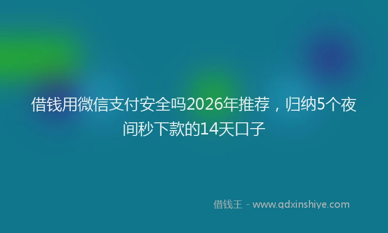 借钱用微信支付安全吗2026年推荐，归纳5个夜间秒下款的14天口子
