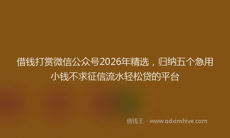借钱打赏微信公众号2026年精选，归纳五个急用小钱不求征信流水轻松贷的平台