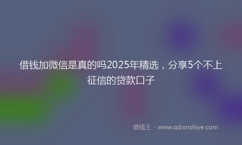 借钱加微信是真的吗2025年精选，分享5个不上征信的贷款口子