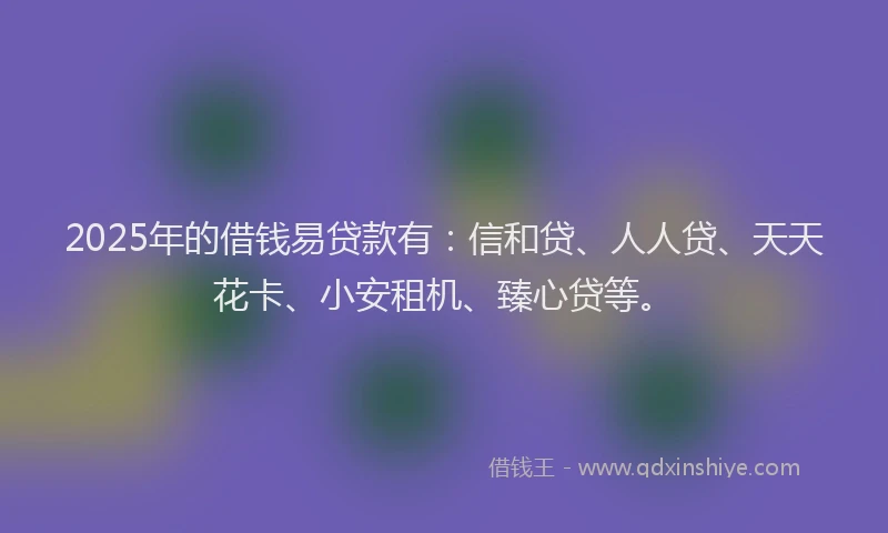 2025年的借钱易贷款有：信和贷、人人贷、天天花卡、小安租机、臻心贷等。
