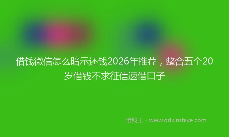 借钱微信怎么暗示还钱2026年推荐,整合五个20岁借钱不求征信速借口子
