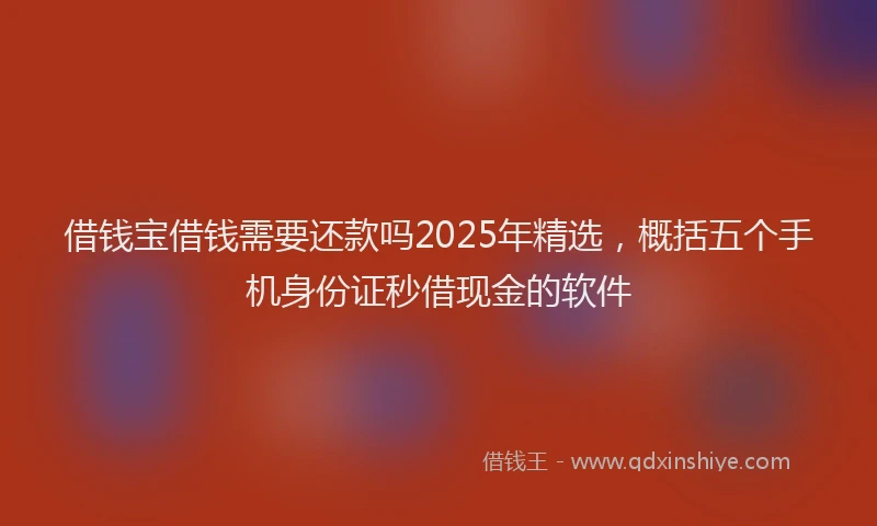 借钱宝借钱需要还款吗2025年精选，概括五个手机身份证秒借现金的软件