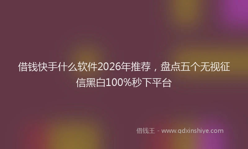 借钱快手什么软件2026年推荐，盘点五个无视征信黑白100%秒下平台
