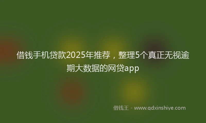 借钱手机贷款2025年推荐，整理5个真正无视逾期大数据的网贷app