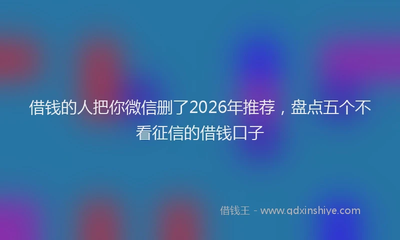 借钱的人把你微信删了2026年推荐，盘点五个不看征信的借钱口子
