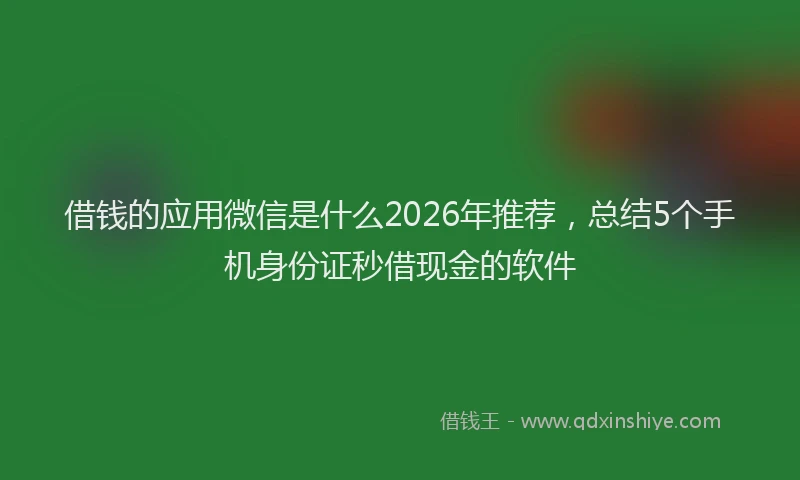 借钱的应用微信是什么2026年推荐，总结5个手机身份证秒借现金的软件