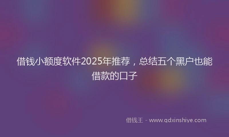 借钱小额度软件2025年推荐,总结五个黑户也能借款的口子