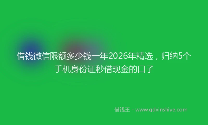借钱微信限额多少钱一年2026年精选，归纳5个手机身份证秒借现金的口子