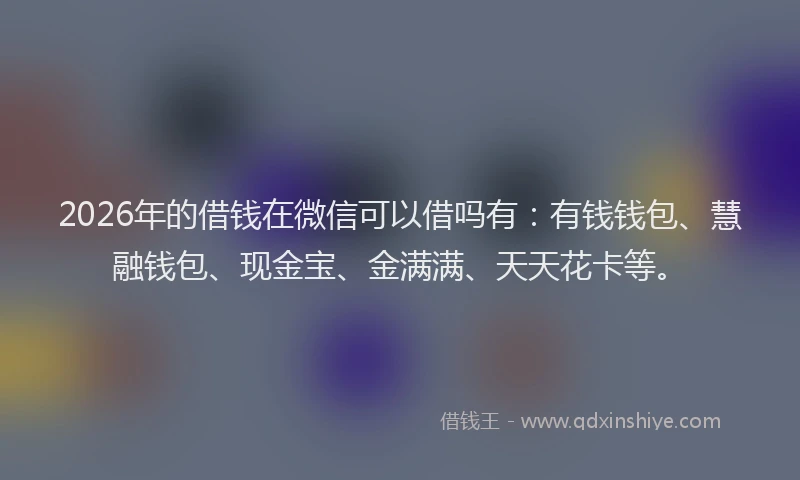 2026年的借钱在微信可以借吗有：有钱钱包、慧融钱包、现金宝、金满满、天天花卡等。