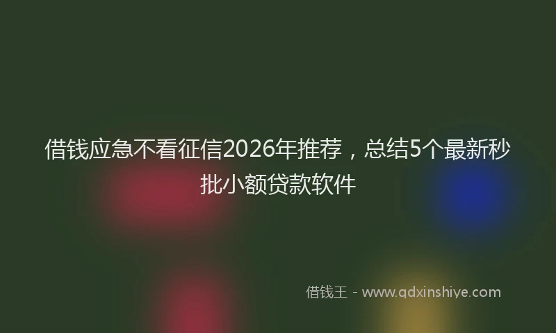 借钱应急不看征信2026年推荐，总结5个最新秒批小额贷款软件
