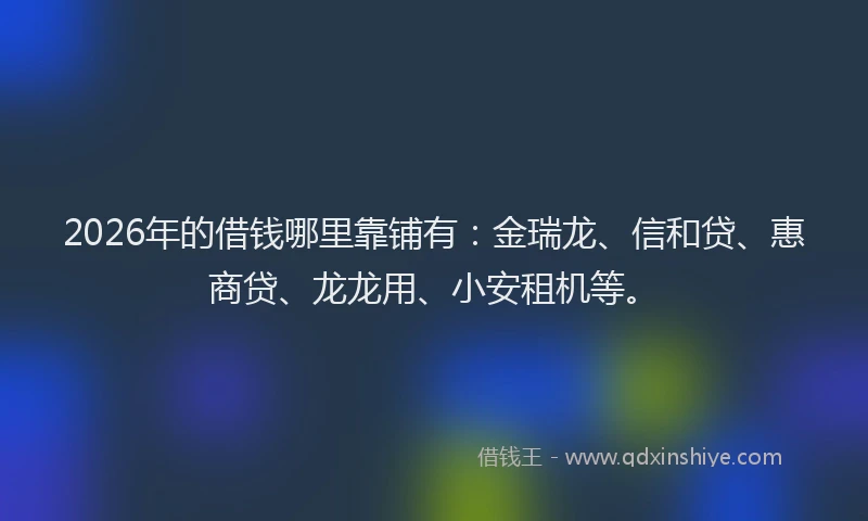 2026年的借钱哪里靠铺有：金瑞龙、信和贷、惠商贷、龙龙用、小安租机等。