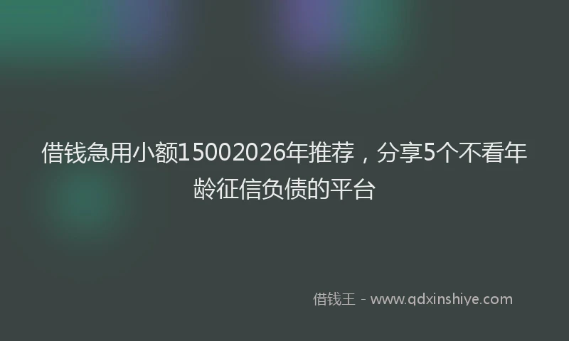 借钱急用小额15002026年推荐，分享5个不看年龄征信负债的平台