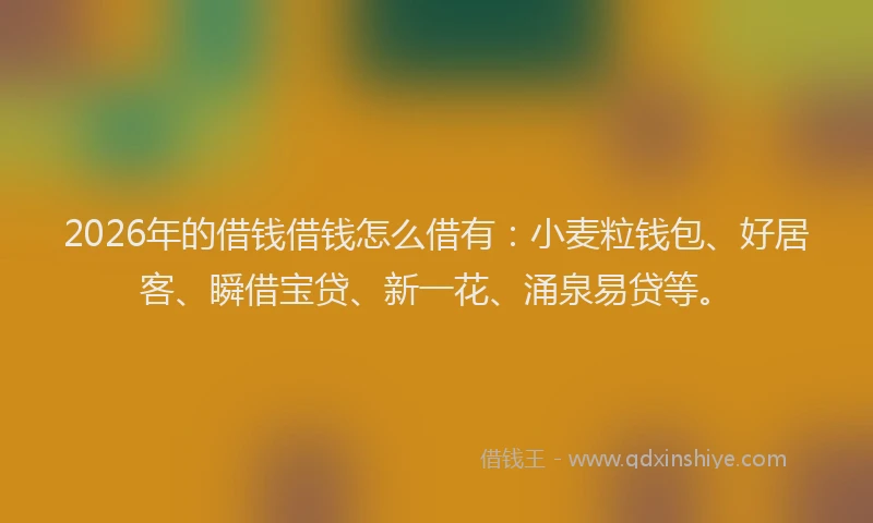 2026年的借钱借钱怎么借有：小麦粒钱包、好居客、瞬借宝贷、新一花、涌泉易贷等。
