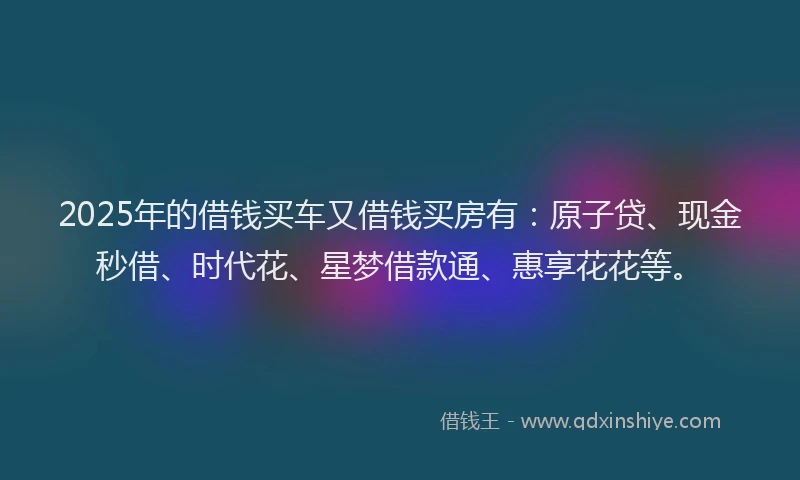 2025年的借钱买车又借钱买房有：原子贷、现金秒借、时代花、星梦借款通、惠享花花等。